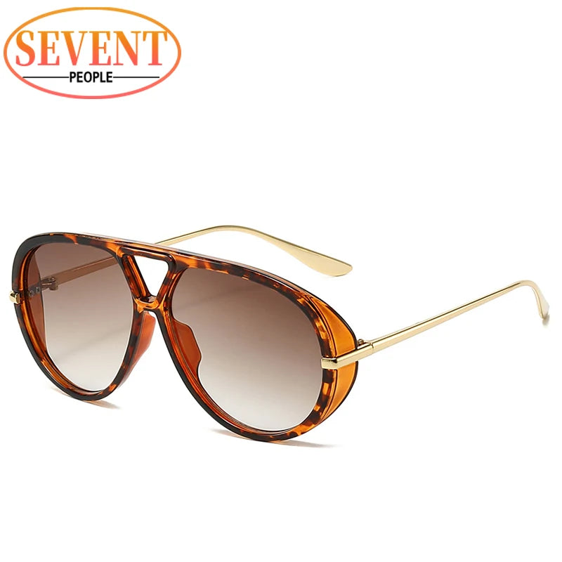 Oversized Oval Punk Pilot Sunglasses