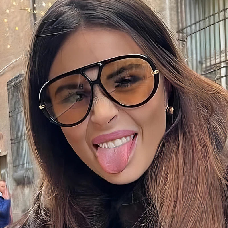 Oversized Oval Punk Pilot Sunglasses