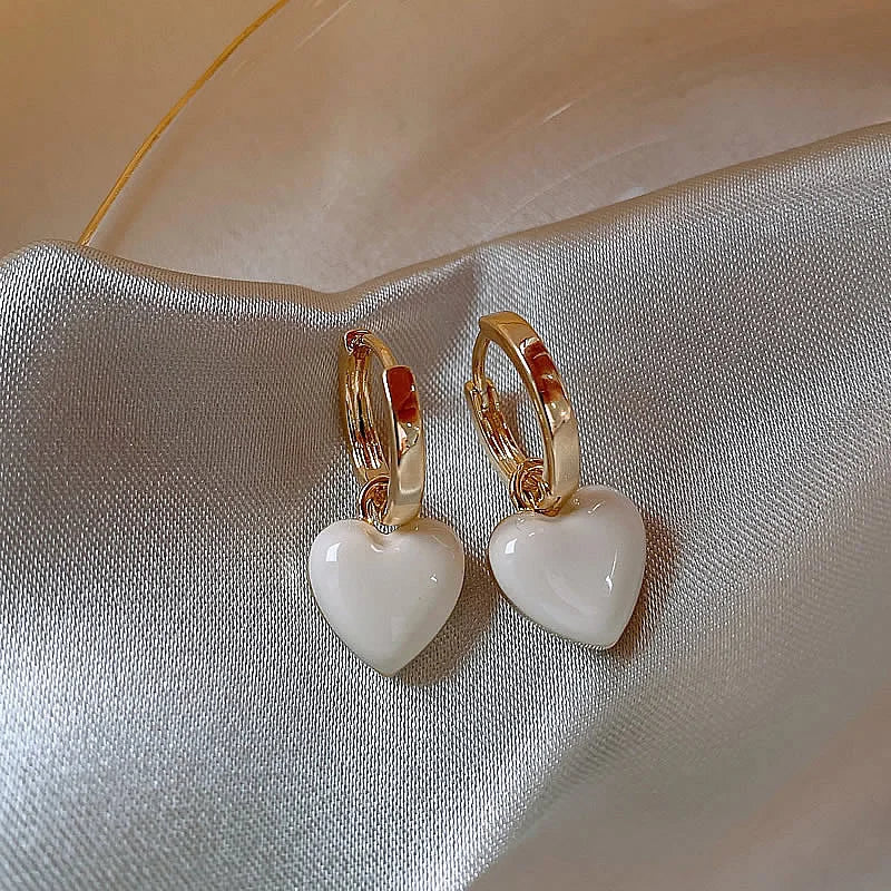Vintage Red Heart Pendant Earrings