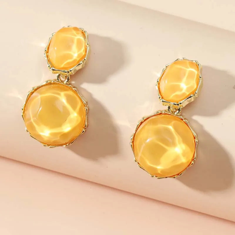 Fashion Green Crystal Oval Dangle Earrings for Women Girls Elegant Resin Acrylic Round Geometric Earrings Jewelry Accessories