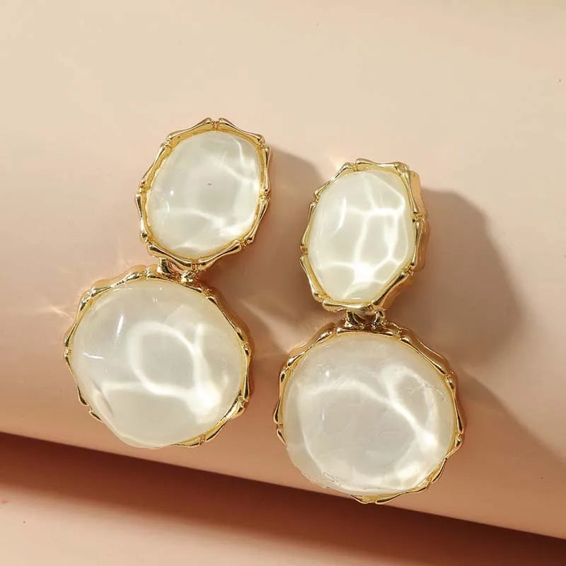 Fashion Green Crystal Oval Dangle Earrings for Women Girls Elegant Resin Acrylic Round Geometric Earrings Jewelry Accessories