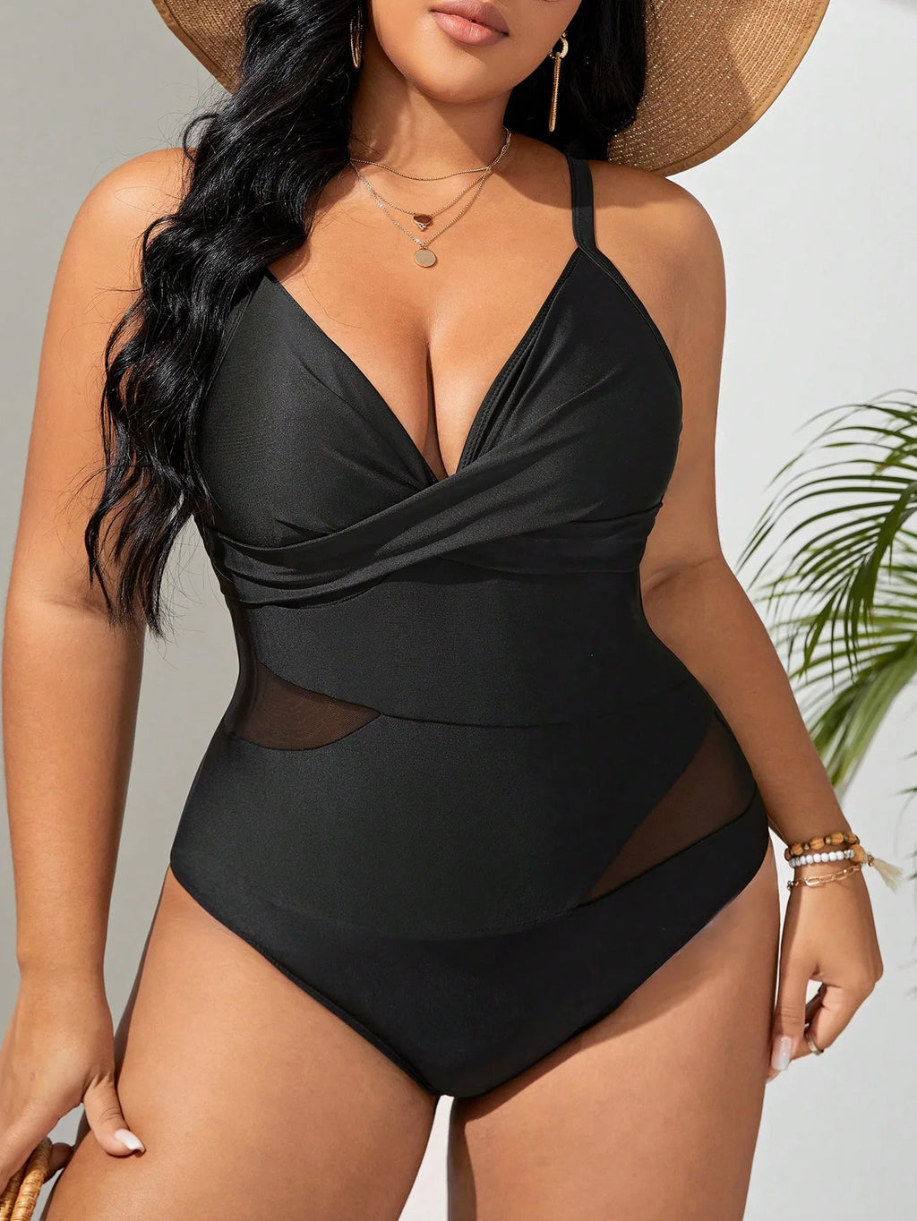 Jenny Black Strapped Plus Size Swimwear