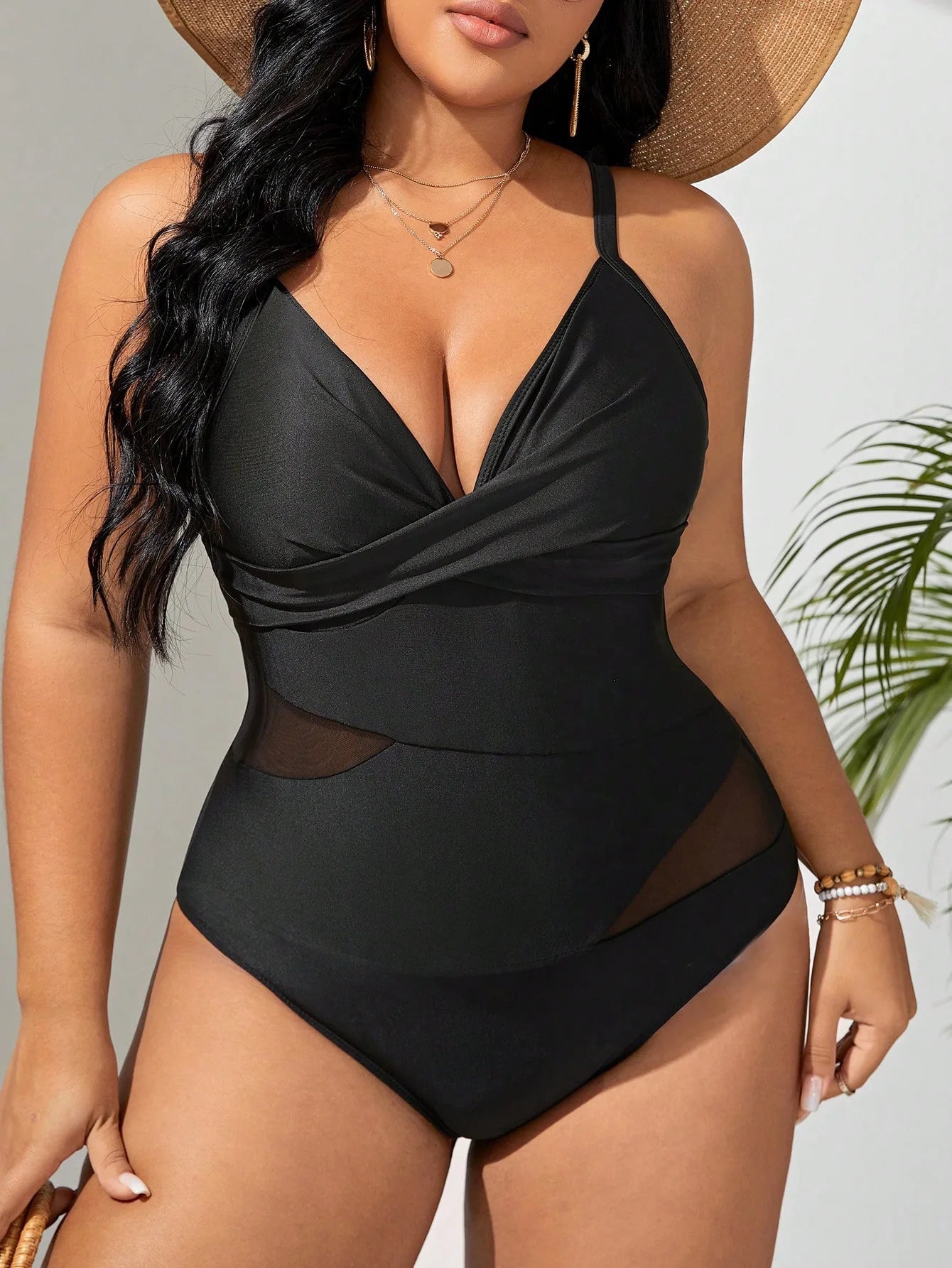 Jenny Black Strapped Plus Size Swimwear