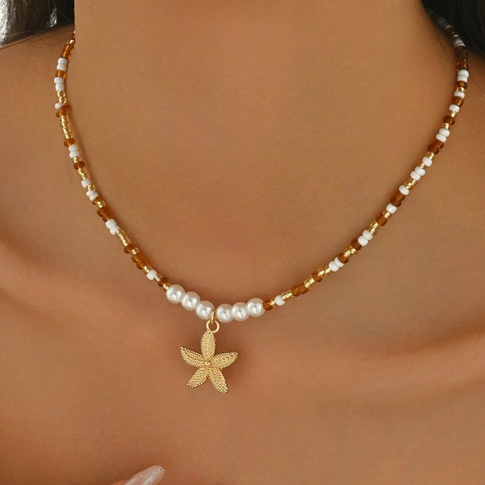 Natural Seashell Beaded Necklace