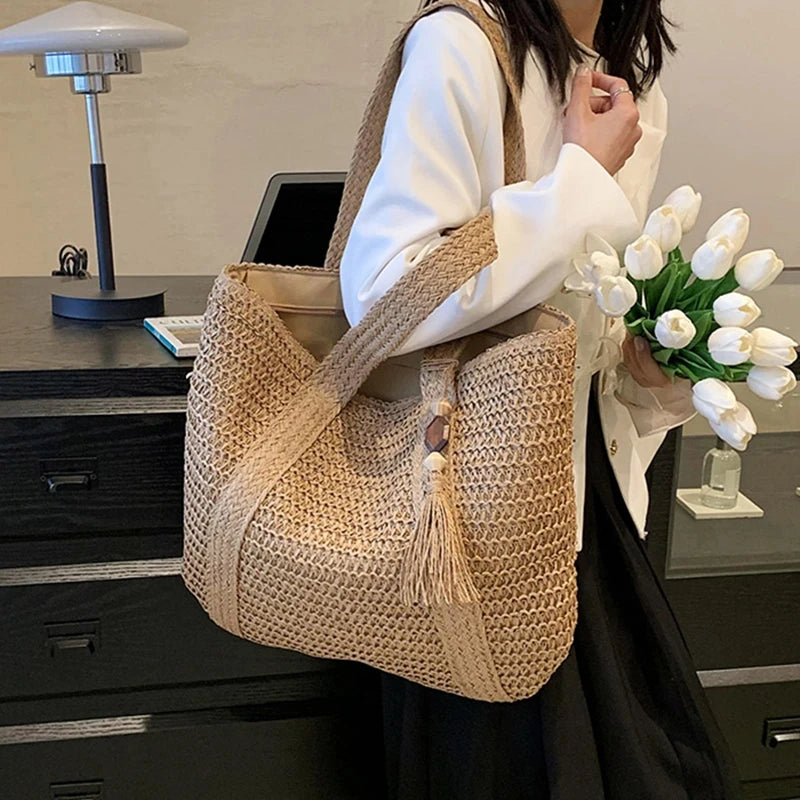 Straw Weave Tote Bag