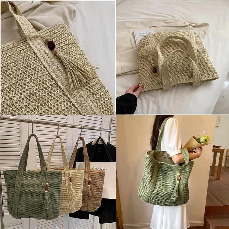 Straw Weave Tote Bag