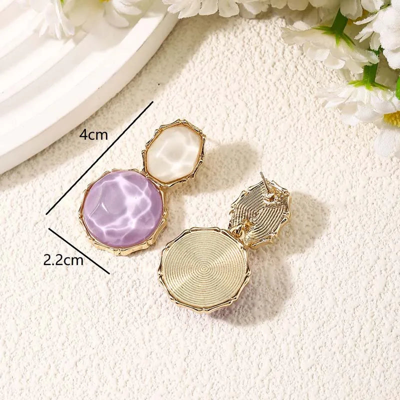 Fashion Green Crystal Oval Dangle Earrings for Women Girls Elegant Resin Acrylic Round Geometric Earrings Jewelry Accessories