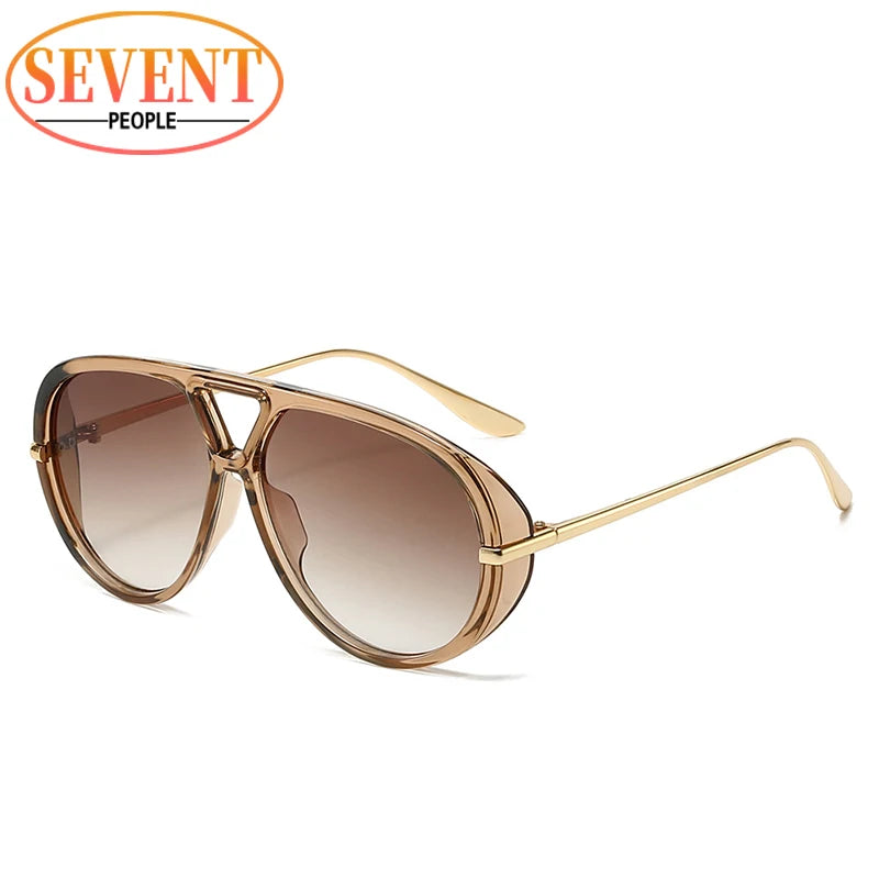 Oversized Oval Punk Pilot Sunglasses