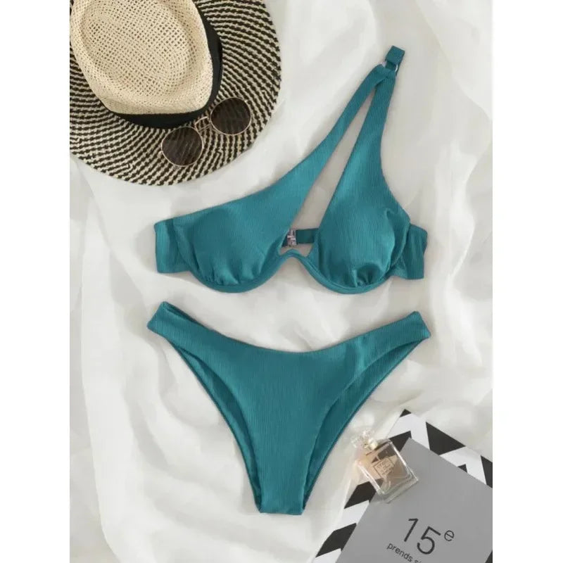 One Shoulder Bikini High Cut
