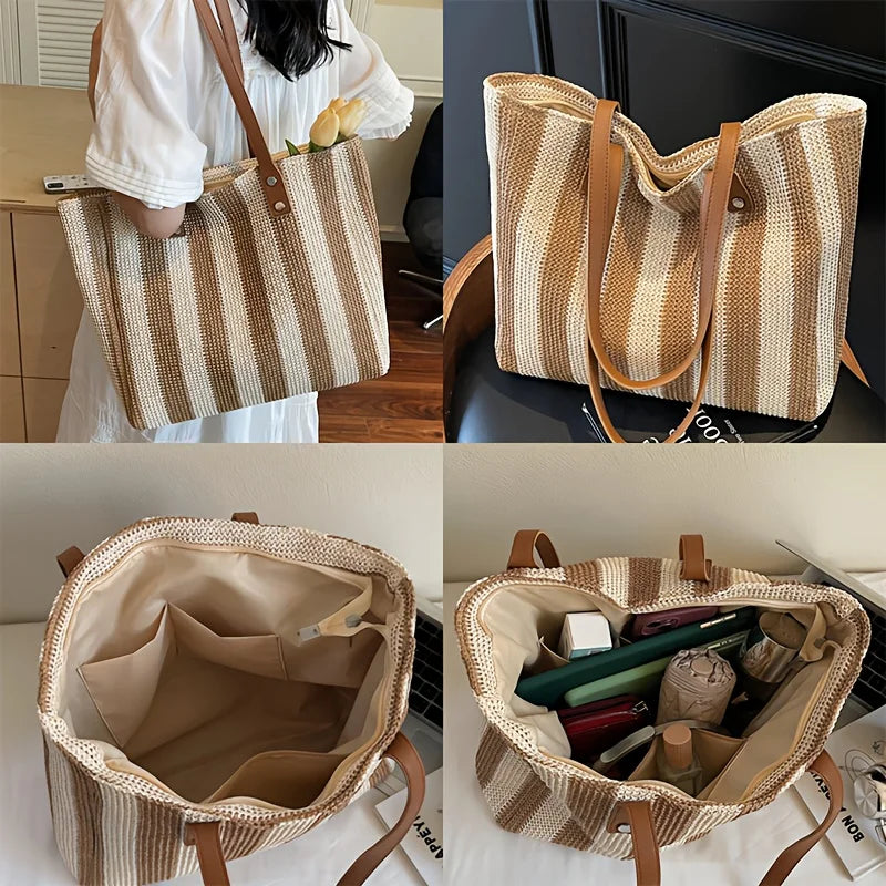 Classic striped pattern retro single-shoulder bag
