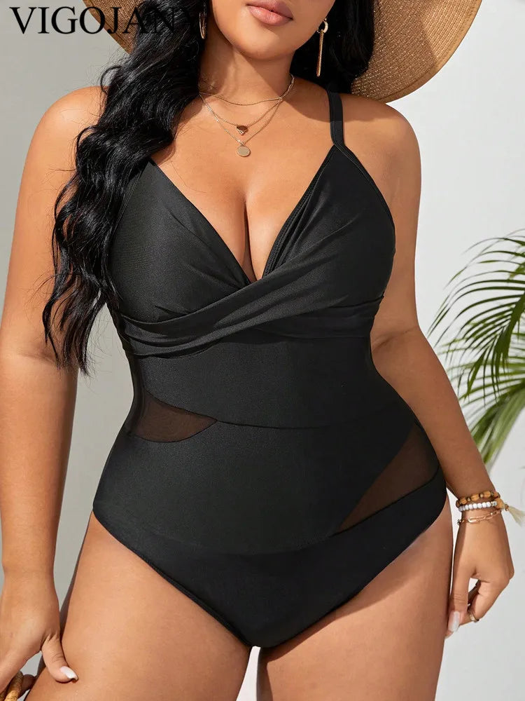 Jenny Black Strapped Plus Size Swimwear