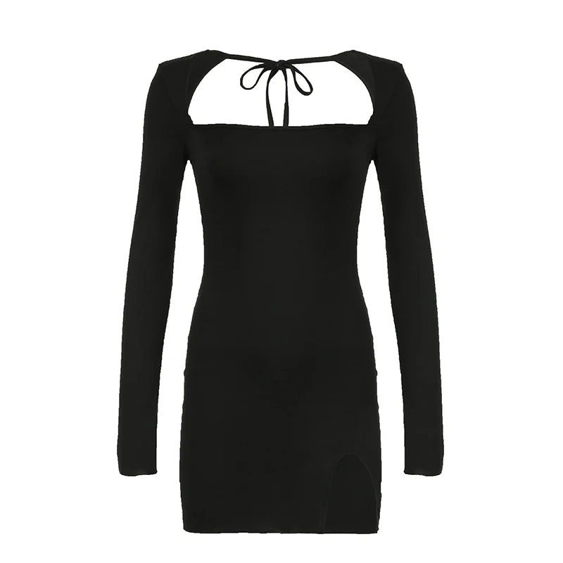 Split Lace-up Mini Dress