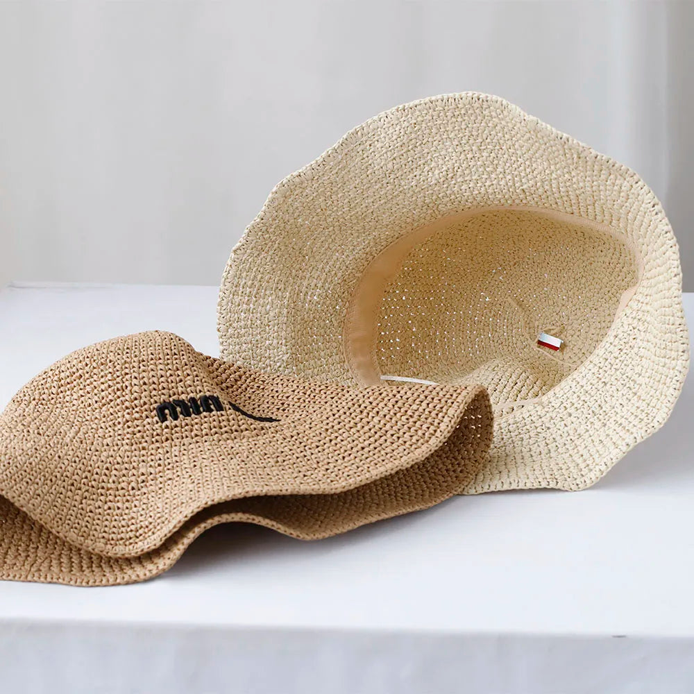 NEW Women Sun Hat Wide Large Brim Beach Hats Womens Summer Straw Hat Foldable Sun Hat Chapeau Femme Beach UV Protection Cap