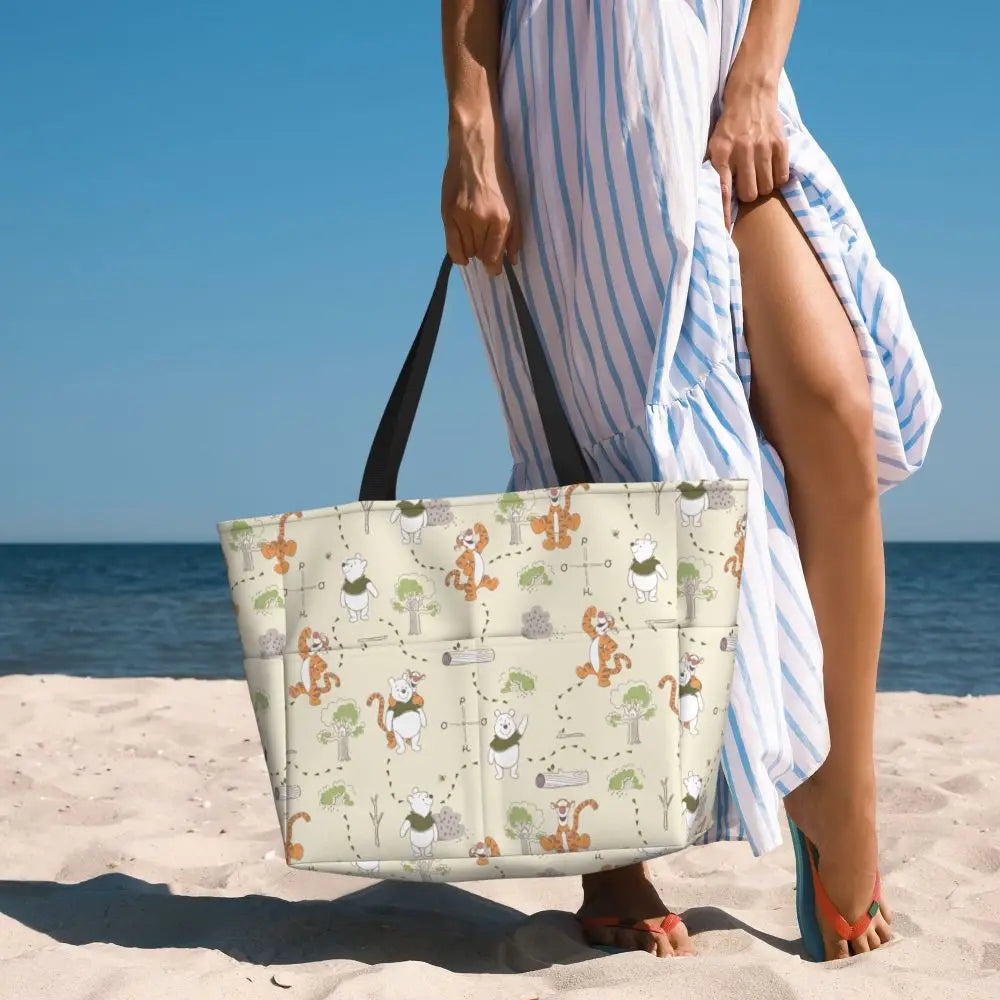 Winnie The Pooh Large Beach Tote Bag