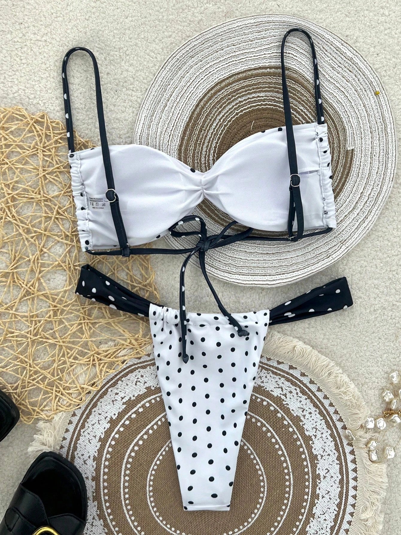 polka dot bikini European and American new solid color stitching swimsuit split swimsuit women