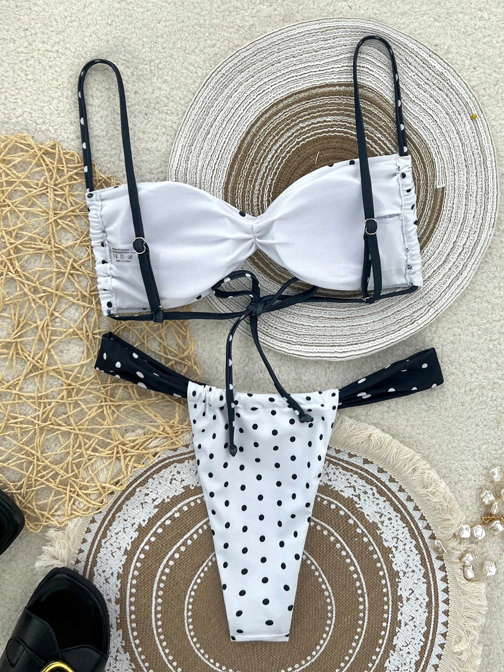 polka dot split swimsuit