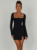 Split Lace-up Mini Dress