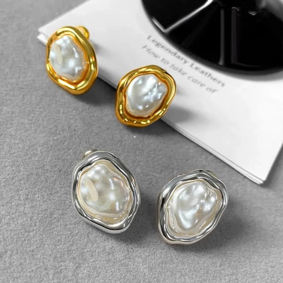 Geometric Irregular Pearl Earrings