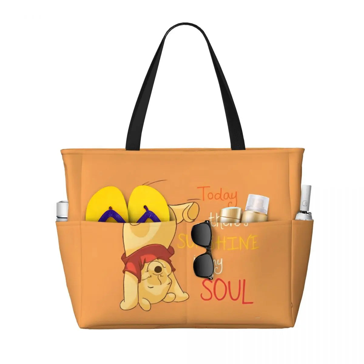 Winnie The Pooh Large Beach Tote Bag